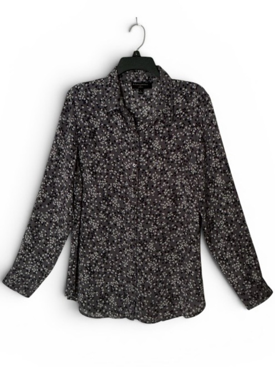 Banana Republic Tops - Banana Republic Black and Gray Small Floral Button-Front Blouse